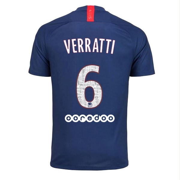Camiseta Paris Saint Germain NO.6 Verratti 1ª 2019-2020 Azul